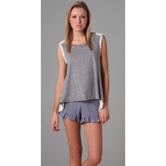 Free People gray tank with crochet back - Picture 1 of 6